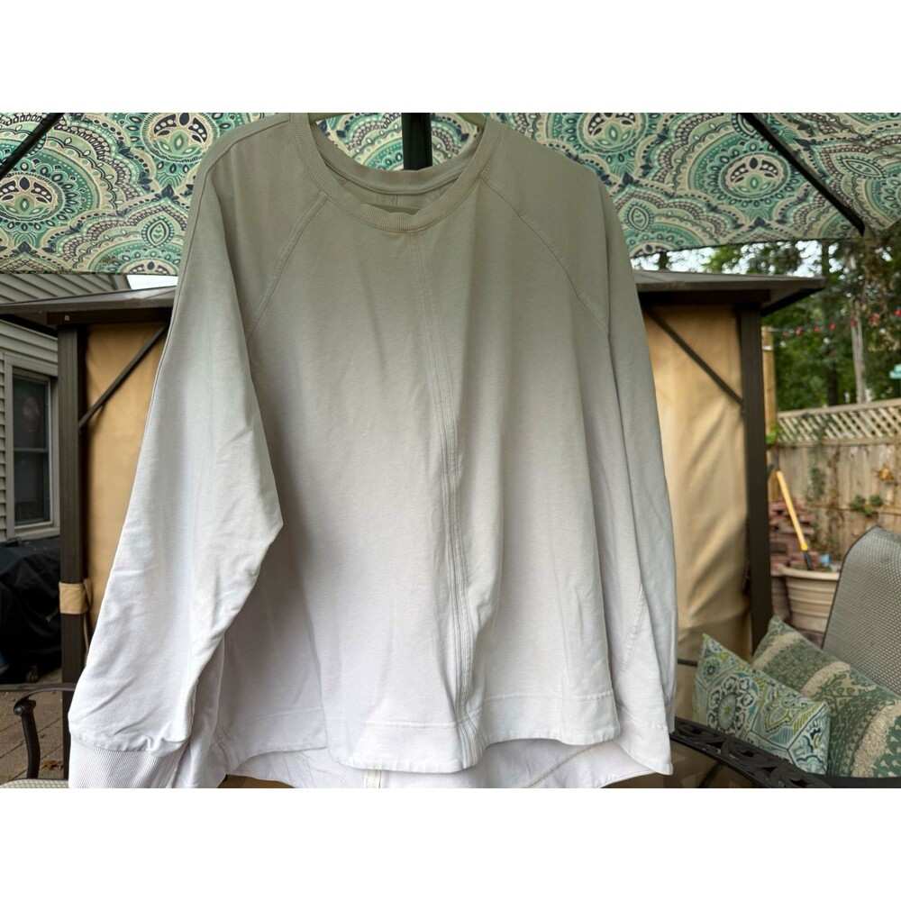 Athleta White Ribbed Knit Pullover Sweater Crew Neck Raglan Sleeve 3X Plus